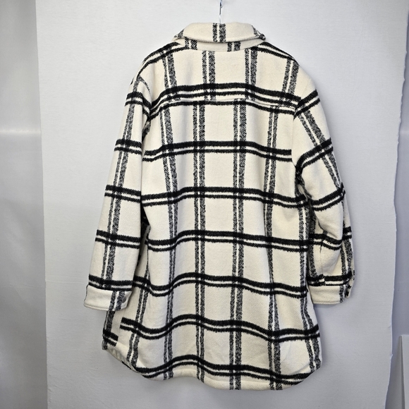 Levi's Women's Wool Blend Sherpa Plaid Lined Long Shacket Size Large - Picture 12 of 14